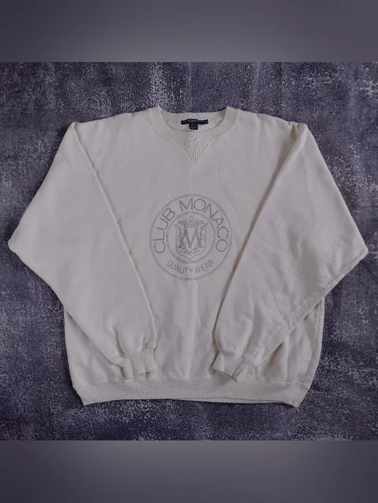 Vintage Club Monaco Cream Logo Crewneck Sweater UNISEX - Picture 8 of 9